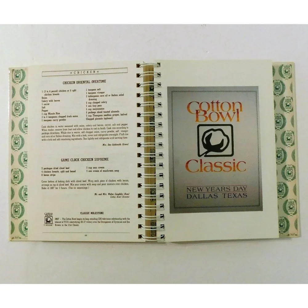 50th Cotton Bowl Classic Cookbook 1st Edition 1986 Celebrity Recipes HB Spiral